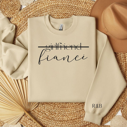 GIRLFRIEND TO FIANCE CURSIVE CREWNECK